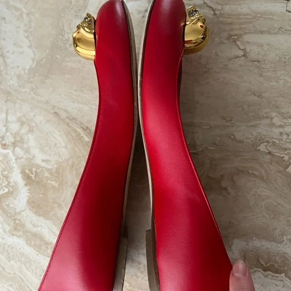 Alexander McQueen gold skull, red / Orange ballerina flat shoes 36 used